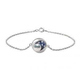 Bracelet perle Akoya - Diamant, saphir, Or blanc I Seiza