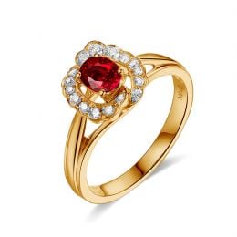 Bague Fiancaille Rubis Or Jaune Mulan
