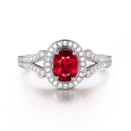 Bague Mogok, rubis de Mozambique.  Or blanc et diamants | Mogok