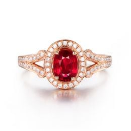Bague Mogok, rubis de Birmanie.  Or rose et diamants | Mogok
