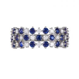Bague damier saphir & diamant, Or blanc | San Lorenzo
