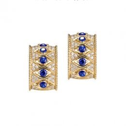Boucles Oreilles Or jaune, saphir & diamant