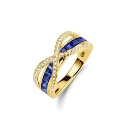 Bague sens de nos vies. Saphirs bleus, diamants et Or jaune