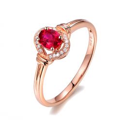 Bague rubis Chéri diamants et Or rose 18cts