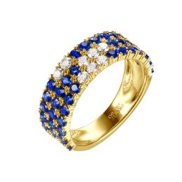 Bague blue lagoon - Pavée saphir & diamant - Or jaune