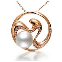 Pendentif fleur de pêcher - Perle d'Australie, diamants, or 