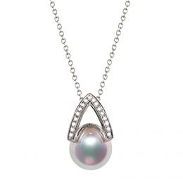 Pendentif perle Akoya Japon. Diamant, Or blanc I Masako