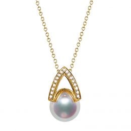Pendentif perle Akoya Japon. Diamant, Or jaune I Masako