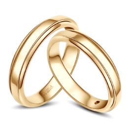 Anneaux d'or jaune 750/1000 - Alliances androgynes duo - Diamants | Annabelle & Adam