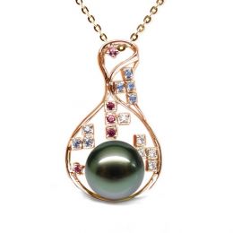 Pendentif constellation - Perle de Tahiti - Or jaune, topaze, diamants