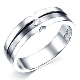 Bague Homme en Or blanc et  Diamant 0.055ct | Horace