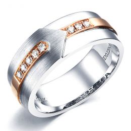 Bague Homme moderne. Or blanc et rose 18cts, 8 Diamants VS / G | Camillo