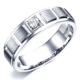 Bague en or blanc pour Homme. Finition polie et brossée. Diamant | Elbow
