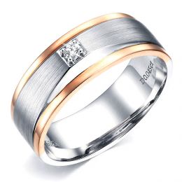 Bague Homme. Or blanc & rose 18cts, Diamants 0.045ct | Richard