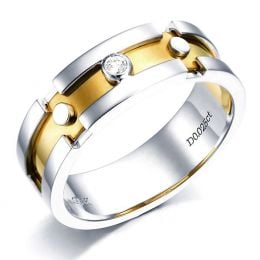 Bague Homme or enlacé - Or blanc et jaune - Diamant 0.025ct