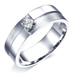 Bague or blanc et diamant pour homme - Style épuré, sobre et moderne