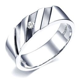 Bague stylisée homme or gris - Or blanc 18cts & Diamant | Marcus