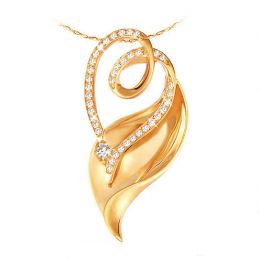 Pendentif métal or jaune et diamants - Allure du végétal sensuel