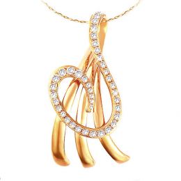 Pendentif or jaune Dieu de la Mer - Pavage en diamants élégant