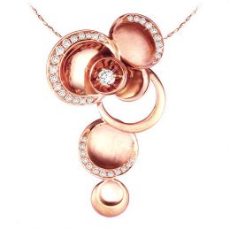 Pendentif raffiné courbes or rose - Diamants 0.319ct