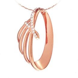 Pendentif contemporain océan et forme écailleuse - Or rose, diamants