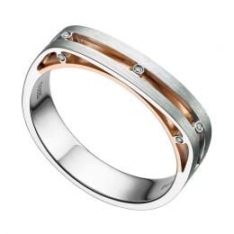Bague contemporaine or blanc et rose 18cts - Diamant 0.02ct | Junon