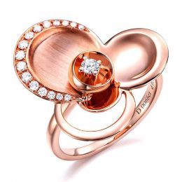 Bague diamants - Bague de fiançaille - En or rose 18 carats 