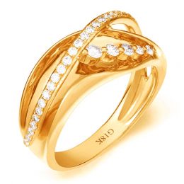 Fiançaille bague - Bague en or jaune 18cts - 35 Diamants de 0.33ct