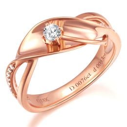 Bague fiançaille en or rose 750/1000 - Diamants 0.15ct