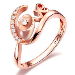 Bague Love - Bague or rose originale 18cts - Diamants 0.095ct