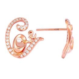 Boucles d'oreilles contemporaines Love en or rose - Diamants 0.35ct