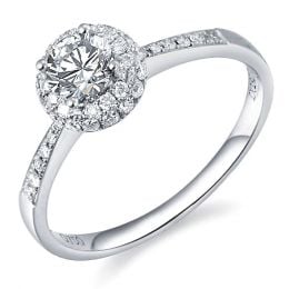 Solitaire bague de fiancaille - Or blanc 18cts - 51 Diamants 0.58ct | Gemperles