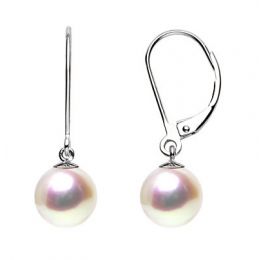 Boucles d'oreilles perles d'eau douce blanches - 8/8.5mm - GEMME - Or blanc