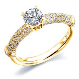 Solitaire Bambou Prestige - Bague en Or Jaune & Diamants 0.93ct | Gemperles