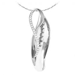 Pendentif végétal or blanc au style limpide - Tige en diamants