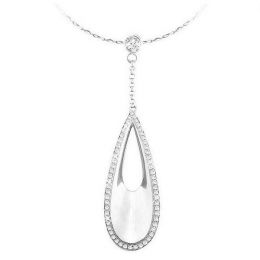 Pendentif goutte d'eau or blanc - Diamants clos et grains 0.439ct