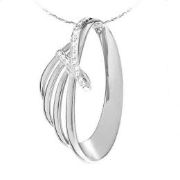 Pendentif océan or blanc diamants - Style contemporain forme écailles
