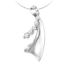 Pendentif création moderne or blanc - 8 Diamants 2 griffes 0.29ct
