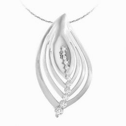 Pendentif feuille d'or blanc - Diamants 0.29ct