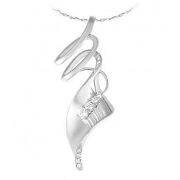 Pendentif or blanc - Émanation du souffle du vent - Diamants 0.14ct