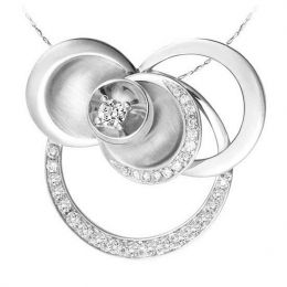 Mélange de courbes sinueuses formant un pendentif or blanc - Diamants