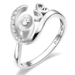 Bague Love - Bague or blanc originale 18cts - Diamants 0.095ct