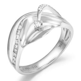 Bague or diamant - Or blanc 18 carats - Diamants 0.109ct