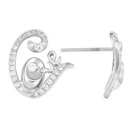 Boucles d'oreilles séduction - Pendants Love or blanc avec diamants