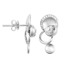 Boucles d'oreilles - Boucle diamant or blanc 18cts - Mélange raffiné
