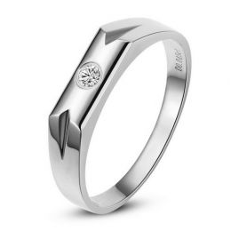 Alliance moderne pour Femme. Or blanc. Diamant 0.032ct