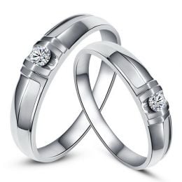 Alliances solitaires sophistiqués. Alliances duo. Platine, Diamants | Constance & Schubert