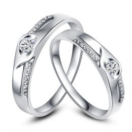 Alliances Duo solitaires diamants - Alliances modernes Platine