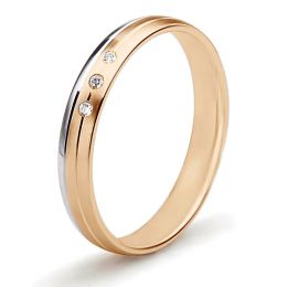 Alliance Or Rose & Blanc - Bague créative pour Femme - Diamants clos