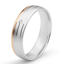 Alliance de prestige bicolore - 2 ors, diamant - Madame or b